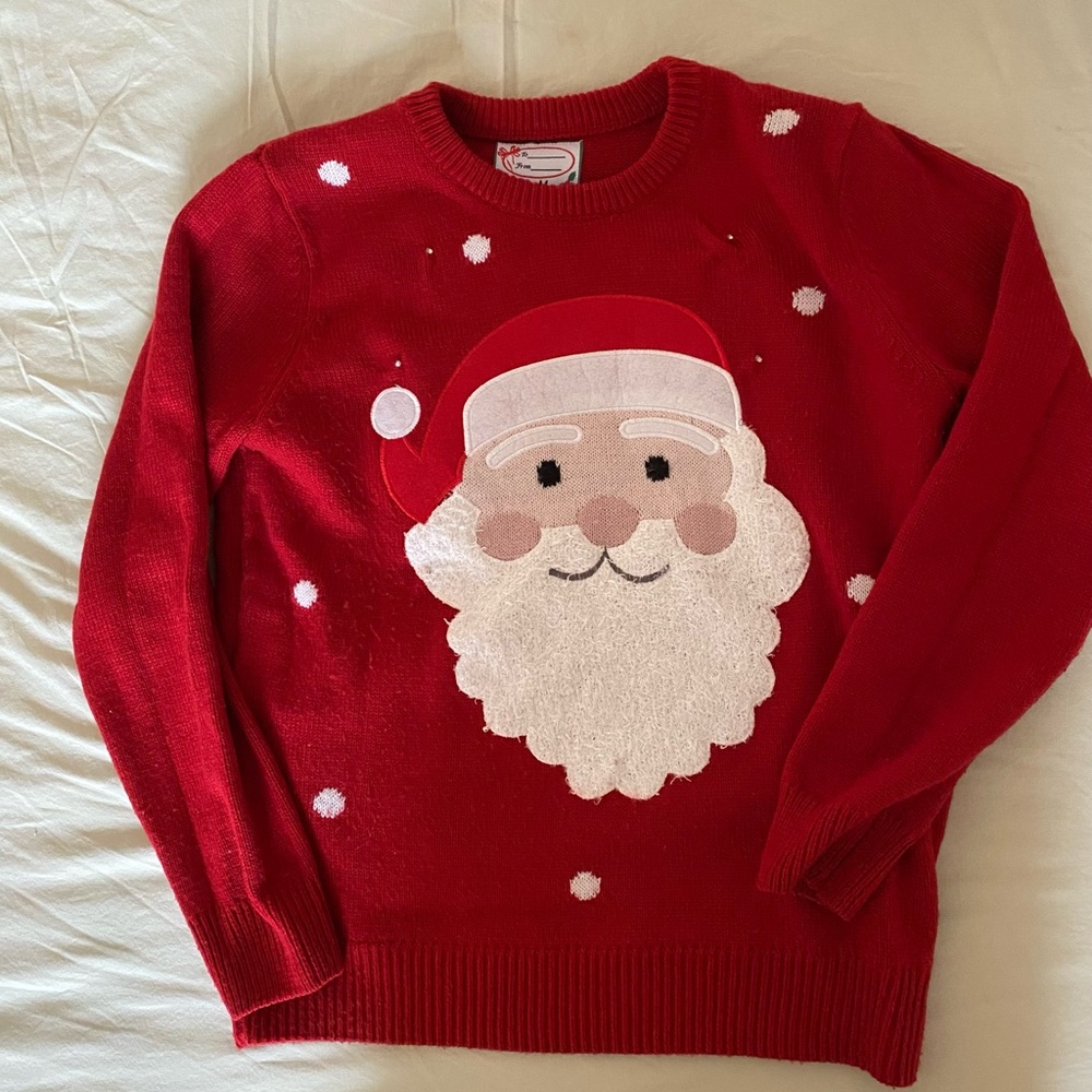 Ugly Christmas Light Up Santa Sweater with Gift Tag Detail